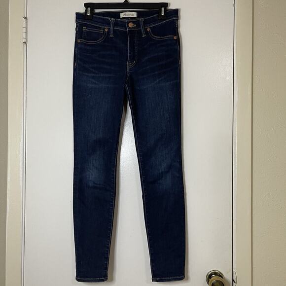 Madewell 9in high rise skinny dark blue wash stretch jeans size US 27 - Picture 3 of 7
